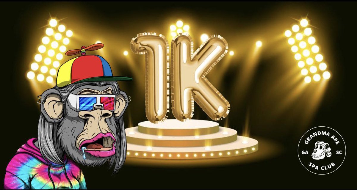 Abu_Laith20's tweet photo. Grandma Ape Spa Club has just hit 1000 mint..to celebrate this event,we are giving away 1 eth live in the space for anyone ,who minted a granny between 1-1000 .LFG🔥🔥🔥
#GASC #BAYC #MAYC #NFTGiveaway #NFTCommuntiy https://t.co/9J0ouSyA9X