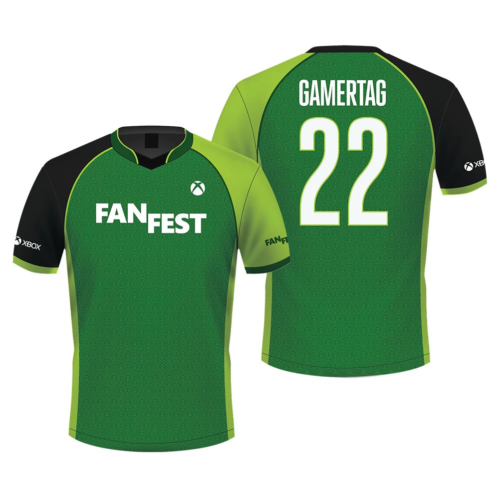 Wario64's tweet photo. Xbox FanFest 2022 Personalized Jersey available on Xbox Gear Shop ($69.99) https://t.co/HdK914r6bS https://t.co/l0yRjQKZtW