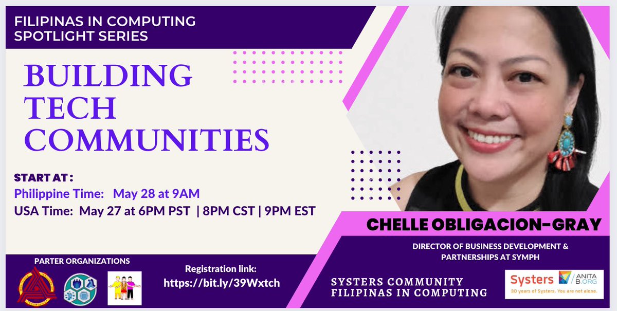Our next event is this weekend; come listen to Chelle Obligacion-Gray speak on Building Tech Communities!

Register here: lbnl.zoom.us/meeting/regist…