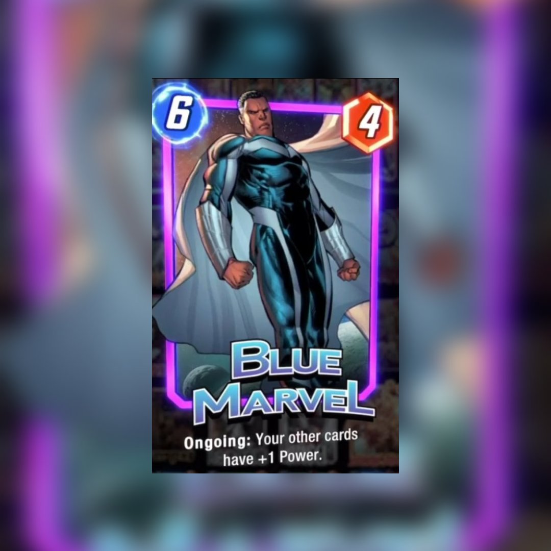 MarvelSnapVerse's tweet photo. Marvel Azul
Energia: 6
Poder: 4
Ongoing: Seus outros cards ganham +1 Poder.
#marvelsnap #marvelsnapcards #marvelsnapcardgame #marvel #bluemarvel #marvelazul https://t.co/vkHt6CIzSi