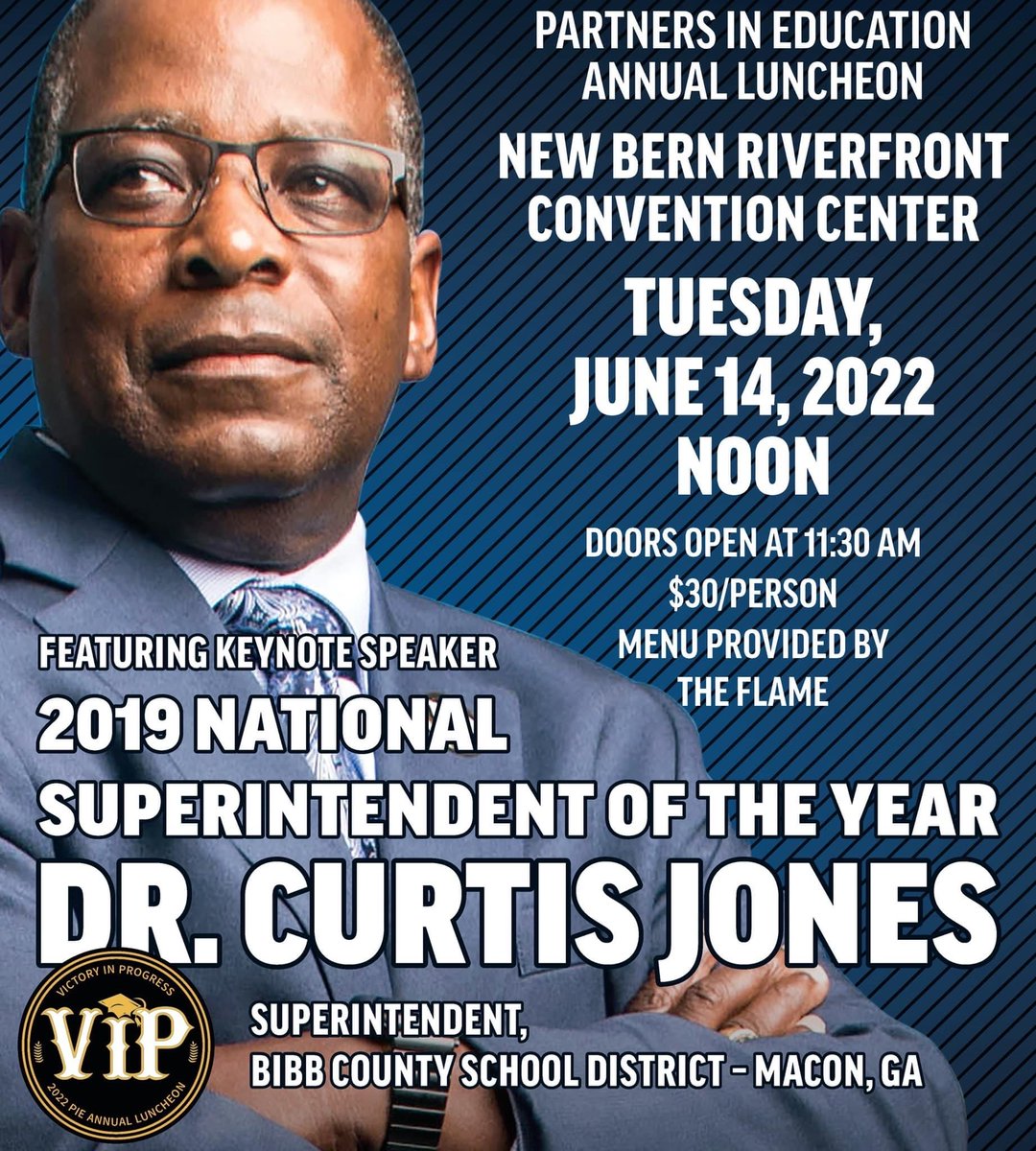 Mark your calendars! June 14th is the annual Partners In Education (PIE) Luncheon!
If you are interested in purchasing a ticket and attending this event, please contact Ms. Scott - Kimberly.scott@cravenk12.org
Tickets are selling fast! Get yours soon!