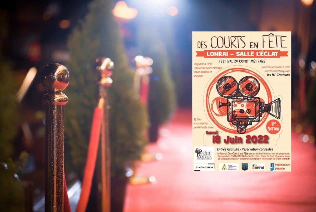 Samedi 18 juin venez voter pour votre court-métrage préféré parmi les 12 sélectionnés pour la 8e édition du festival des courts en fête 🎬🎞📽entrée gratuite  réservation conseillée sur Lonrai.fr #Cua #festival #jury <a href="/CUAlencon/">Communauté Urbaine d'Alençon</a> <a href="/lonrai61/">lonrai61</a>