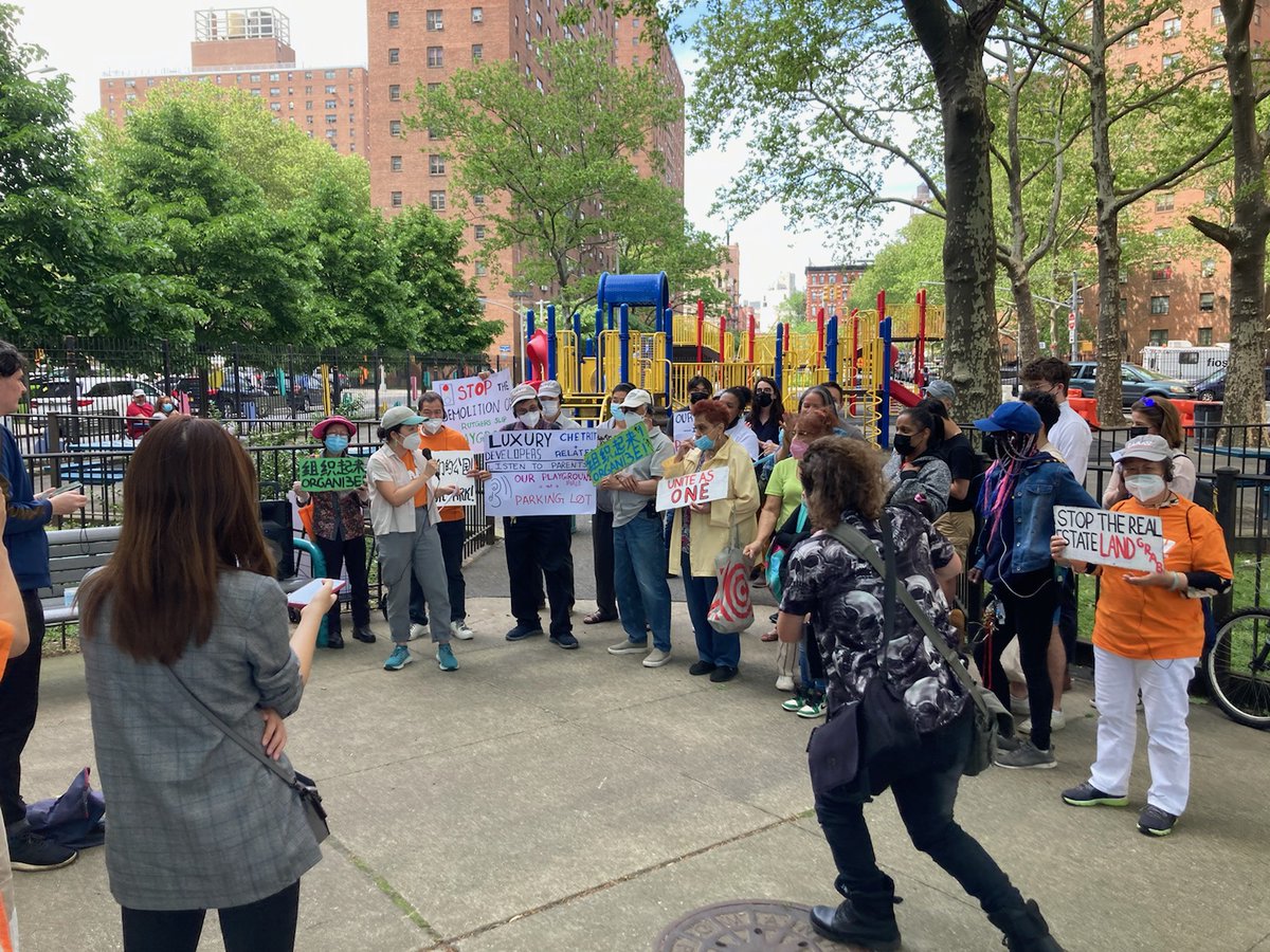 HAPPENING NOW: Residents gathering at Rutgers Park to demand developers end their plan to demolish the park for parking spaces. 

The space is planned to be converted to a parking lot for the next 4-5 years which wasn't officially shared with residents until last week.