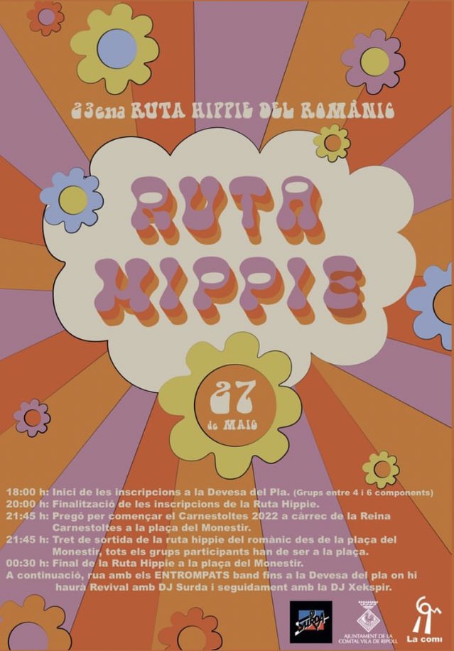 chekspircarla's tweet photo. PASSEU-VOS PER RUTA HIPPIE POSO MÚSIKA retro  DE 4 a 6 per ballar junts i ben morats, cortesia de la comi ripoll https://t.co/6pXw5m9sF3
