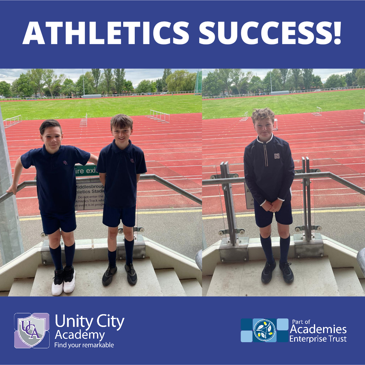 Lift_Unity_City's tweet photo. Some of our Year 7, 8 & 9 students competed tonight at Middlesbrough Sports Village in various athletic events.
The effort, resilience and encouragement from every student was outstanding!
#teamUCA #BeRemarkable https://t.co/CbLR9bzX1G