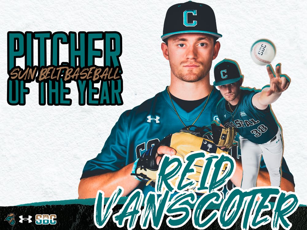 No surprise here, as the league leader in wins (9) and quality starts (8) is the #SunBeltBSB Pitcher of the Year. Congrats to <a href="/ReidVanScoter1/">Reid VanScoter</a>!
#RELENTLESS | #SELFLESS