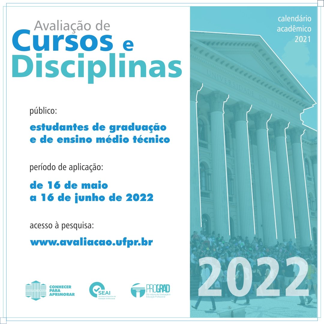 ufprsept's tweet photo. ✅Avaliação de Cursos e Disciplinas✅

🎯 A avaliação é destinada aos estudantes de graduação ou ensino médio técnico, e refere-se ao calendário acadêmico 2021

Acesse a pesquisa pelo link: https://t.co/nct4tImaOl https://t.co/fGnr1kZAEj
