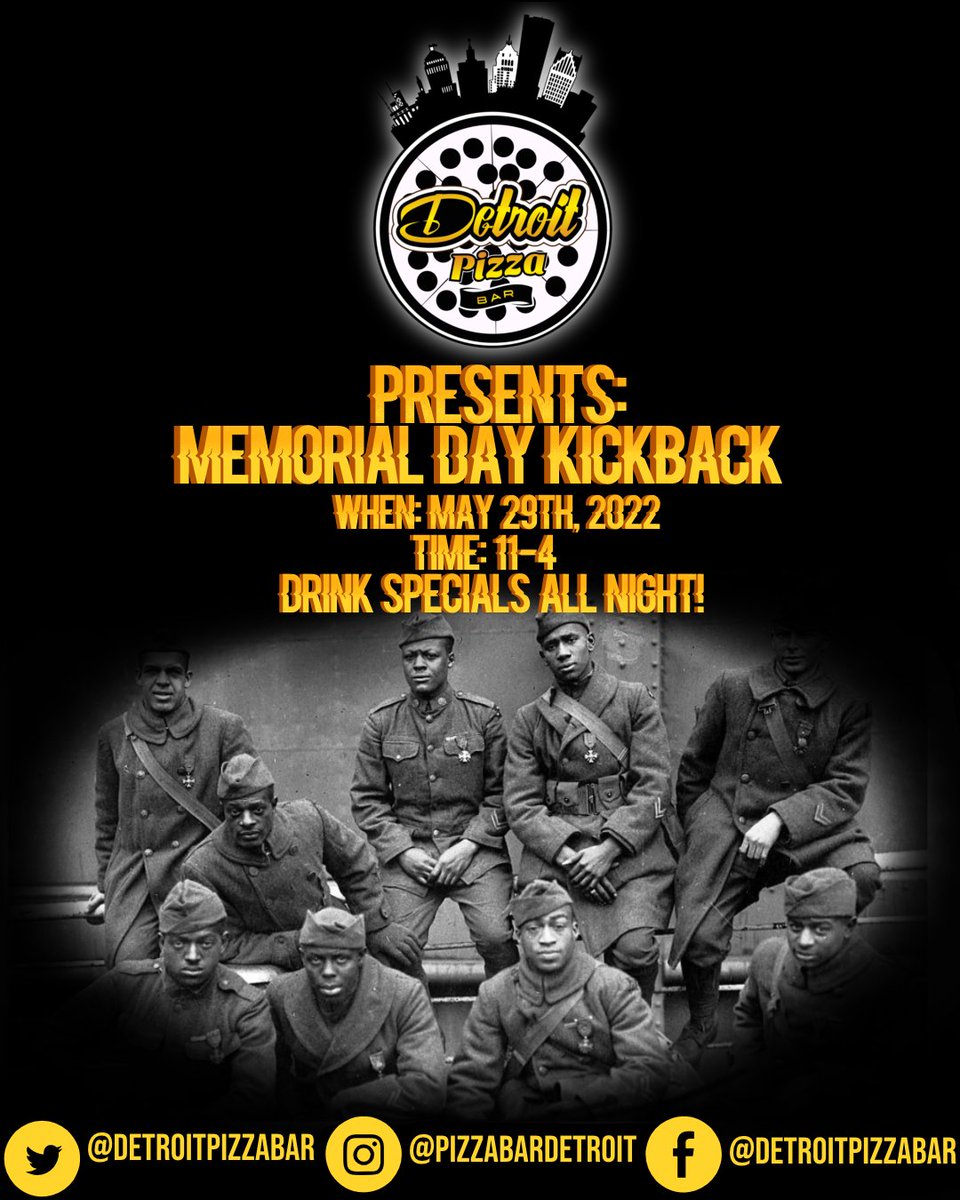 Memorial Day Kickback! Join Us For A Nice Sunday Brunch! #DetroitPizzaBar #DPB #MemorialDay