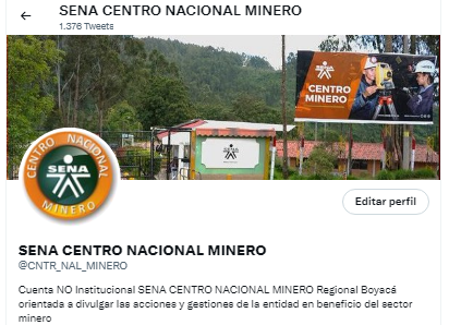 A nuestros queridos followers y seguidores de la cuenta <a href="/CNTR_NAL_MINERO/">SENA CENTRO NACIONAL MINERO</a> esta tiene condición de  NO INSTITUCIONAL y su único propósito es la divulgación de las acciones del Centro en beneficio y defensa del gremio minero a nivel nacional.