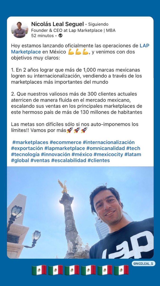 LapMarketplace's tweet photo. ¡Ya es oficial! Estamos muy felices y orgullosos de contarles que lanzamos las operaciones de LAP Marketplace en México 🌎✈️🇲🇽🎉
¡Vamos por este nuevo desafío! https://t.co/PC67LTDzLp