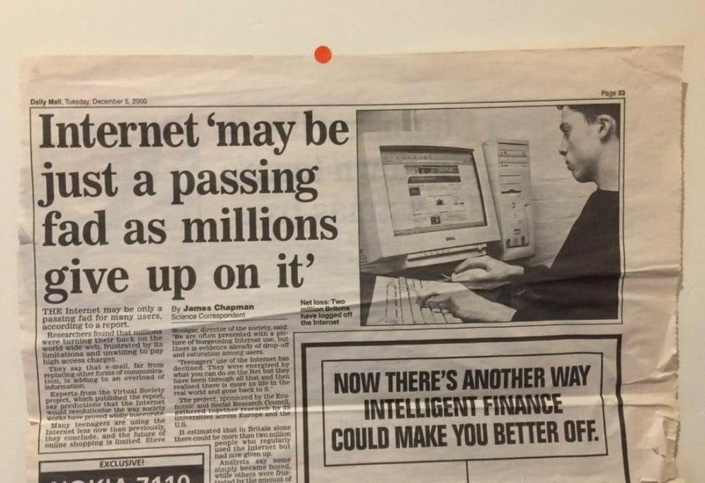 As people spread FUD about crypto and say, “NFTs are dead,” let's not forget that 20 years ago, the same was said about the internet. The media has a way of creating these headlines, and people eat it up; it’s OG clickbait.