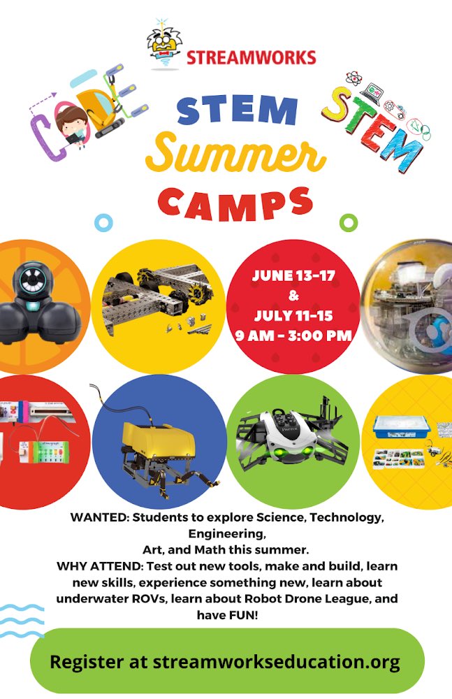 jsms_robotics's tweet image. Do you need something fun and hands-on to do this summer? STREAMWORKS / PROFESSOR PHOTON has got Stem Summer Camps! June13-17 and July 11-15. Test out underwater ROVs, make and build, learn new skills but most of all - HAVE FUN! @KCS_Sevier @KCS_Libraries @KCS_District