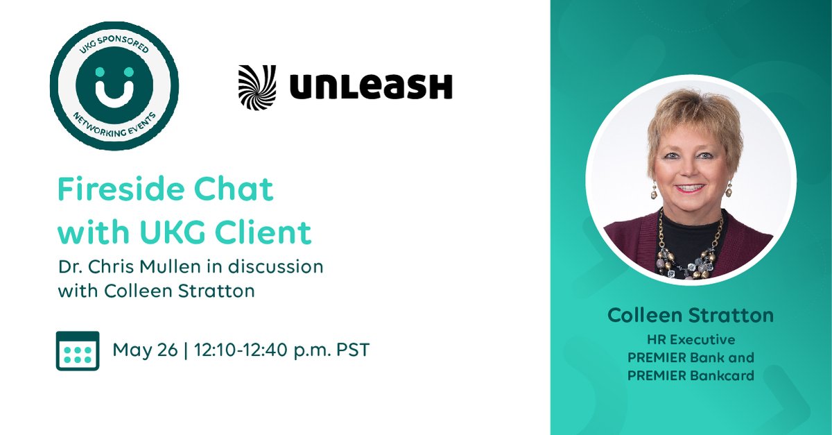 katbmoreno's tweet photo. The week has finally arrived! Join @UKGInc at @UNLEASHgroup on 5/26 at 12:10pm PT to hear Colleen Stratton &amp; Dr. Chris Mullen discuss how her company uses tech to enhance their HR processes &amp; employee experience. Register here https://t.co/mrFdUKaklk #WeAreUKG https://t.co/F7e5nSG4kl