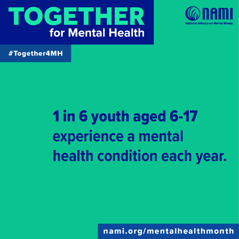 OCCScharters's tweet photo. Did you know that May is #MentalHealthMonth? Access to mental health information and support is crucial when 1 in 6 U.S. youth aged 6–17 experience a mental health disorder each year. Let's break down the stigma surrounding mental illness and advocate for our kids. #Together4MH https://t.co/FqTwRjV4R4
