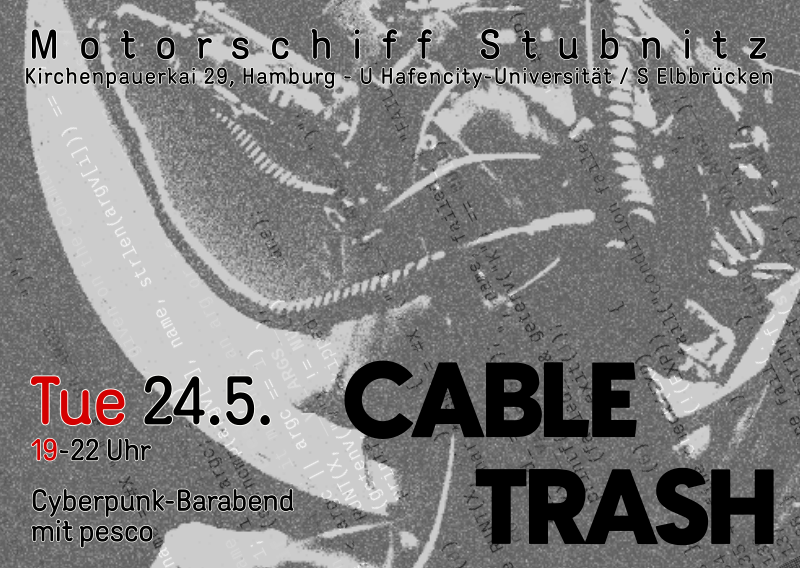 MORGEN!
21. CYBERPUNK-BARABEND
auf der <a href="/MSStubnitz/">MS Stubnitz</a> 
mit mir hoechstpersoenlich

achtung: etwas spaeter als sonst (19 uhr)