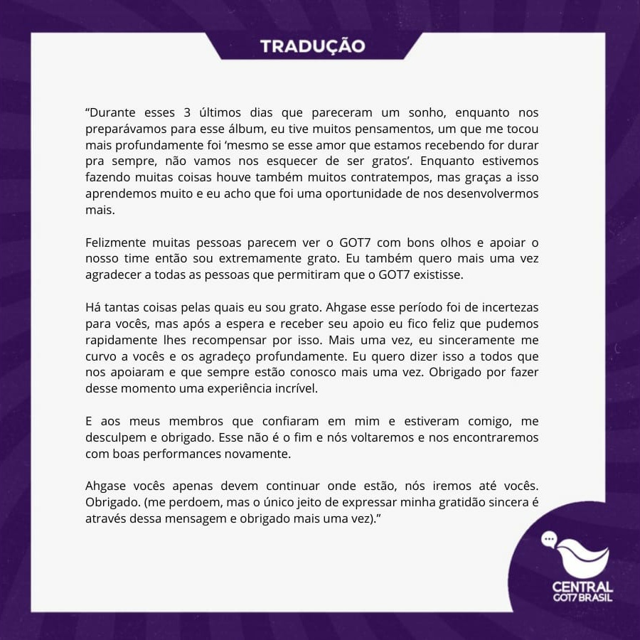 CentralGOT7BR's tweet photo. [📝| TRAD] 23.05.22

Tradução do story do Jay B no Instagram 

"[...] Ahgase vocês apenas devem continuar onde estão, nós iremos até vocês..” https://t.co/7XPNvFyJeK