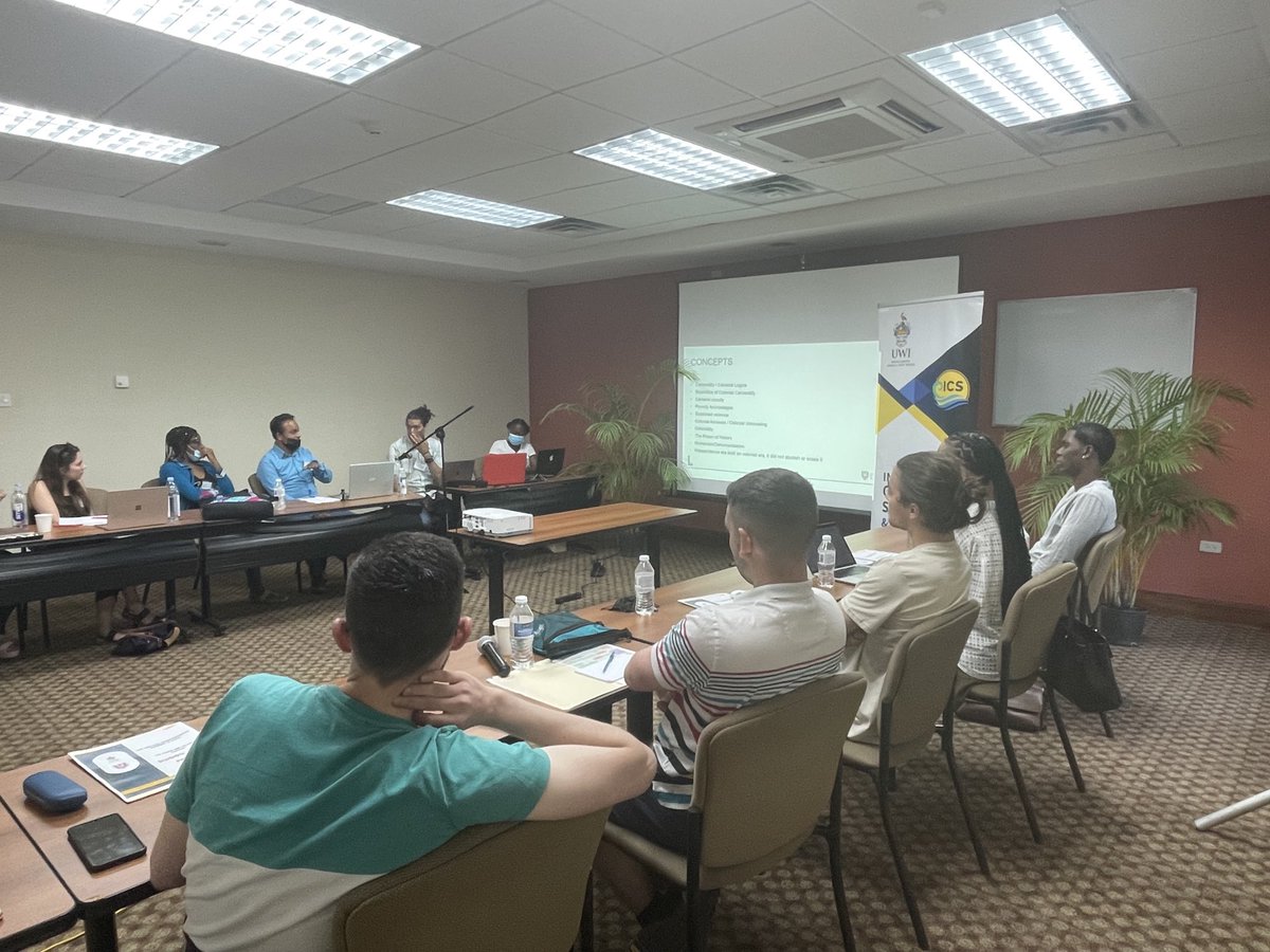 Dylan Kerrigan ⁦<a href="/CriminologyLeic/">Criminology at UoL</a>⁩ leading a stimulating discussion of carceral concepts that help us to better understand Prison Protests in the Caribbean at the 2022 UWI-UoL International Summer School ⁦<a href="/uniofleicester/">University of Leicester</a>⁩ ⁦<a href="/UWImona/">The UWI Mona Campus</a>⁩ ⁦<a href="/ICSmona/">ICS, UWI Mona</a>⁩ #protest2022