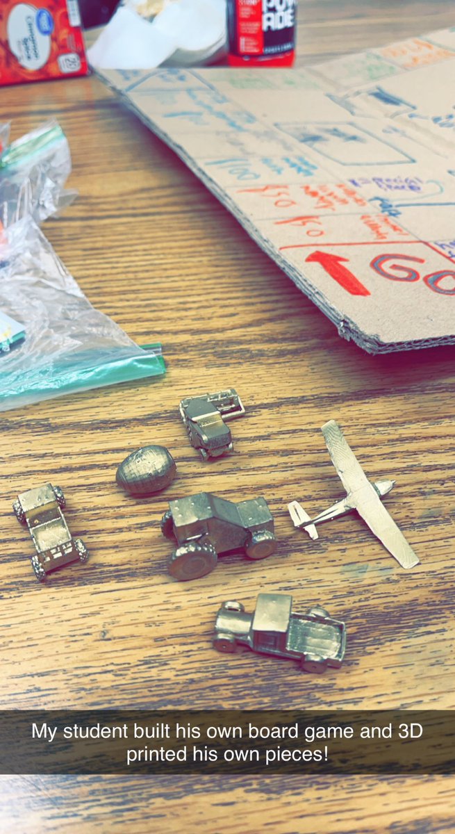 My student designed his own board game and 3D printed his own game pieces!