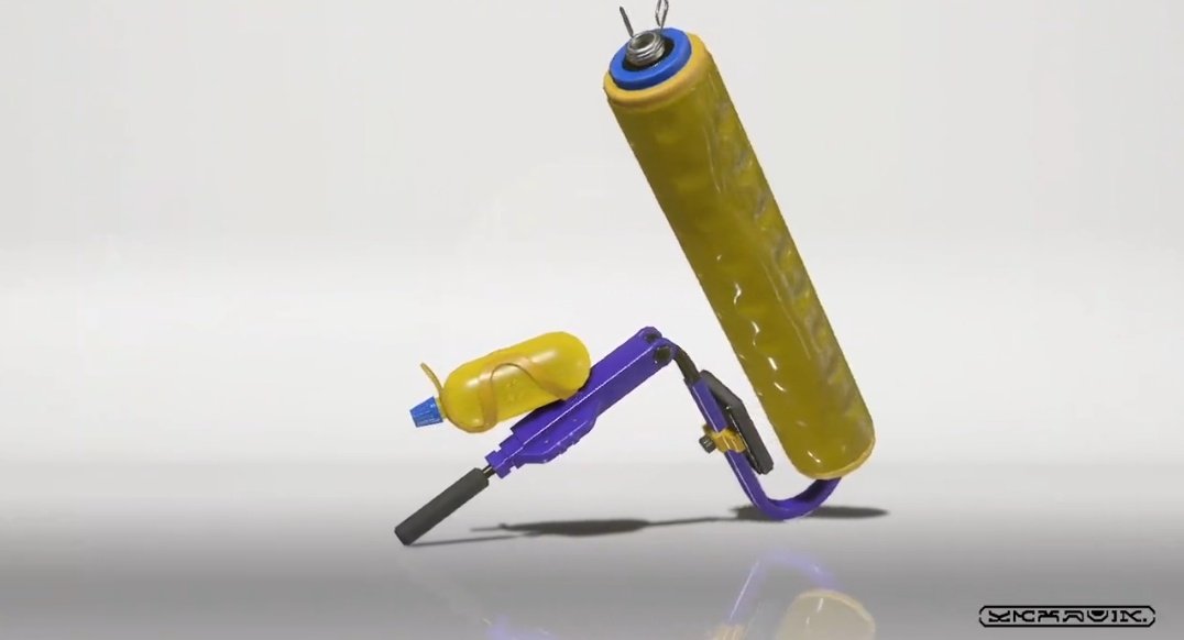 SplatoonKY's tweet photo. This one's the regular roller... It can do things probably, like swing it around fast and kill people, yeah https://t.co/HzAfdqJTJS