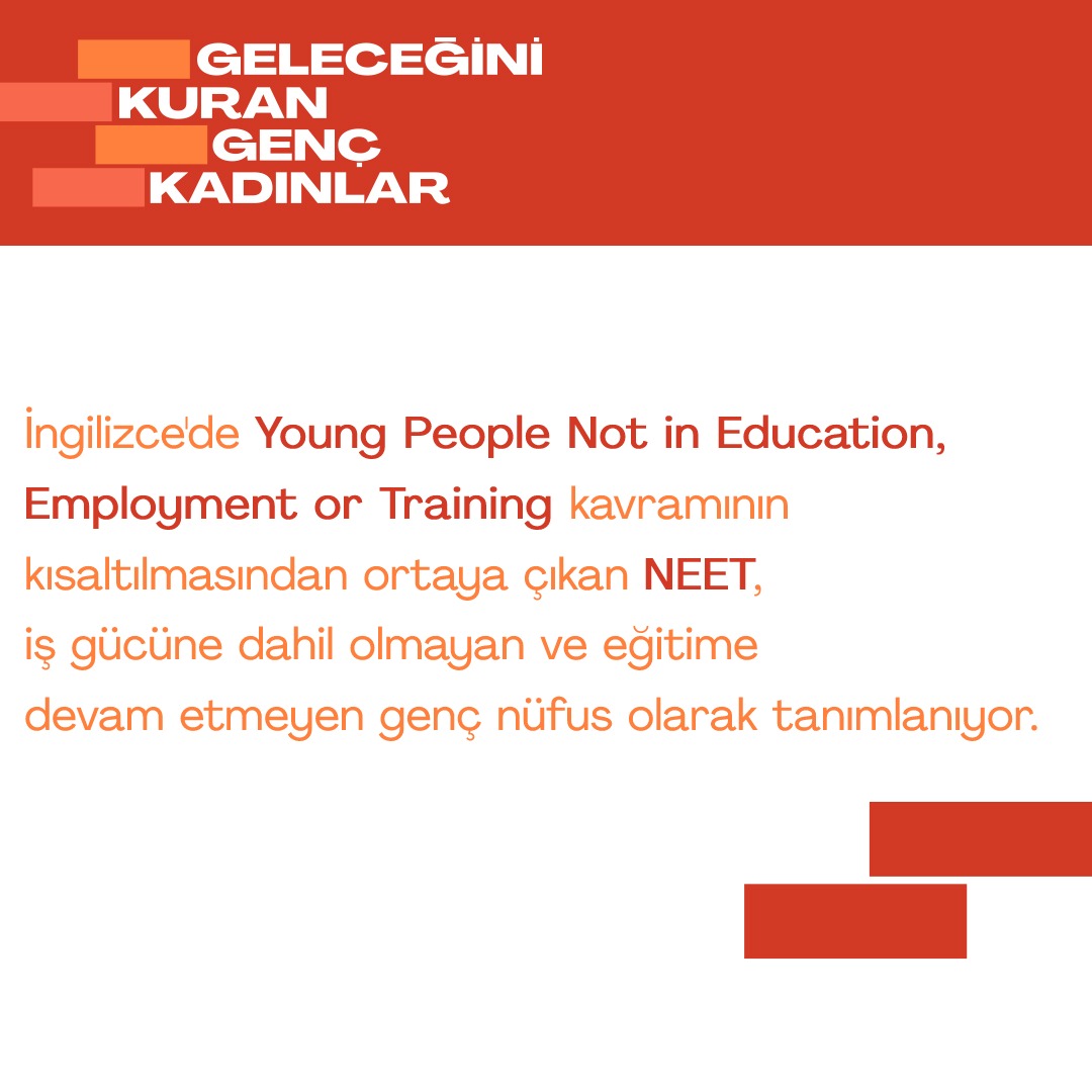 SabanciVakfi's tweet photo. NEET nedir?
İngilizce'de Young People Not in Education, Employment or Training kavramının kısaltılmasından ortaya çıkan NEET, iş gücüne dahil olmayan ve eğitime devam etmeyen genç nüfus olarak tanımlanıyor.
#SosyalDeğişimİçin #neet #neetkadın #neeğitimdeneistihdamda https://t.co/uK9xWsdiHB