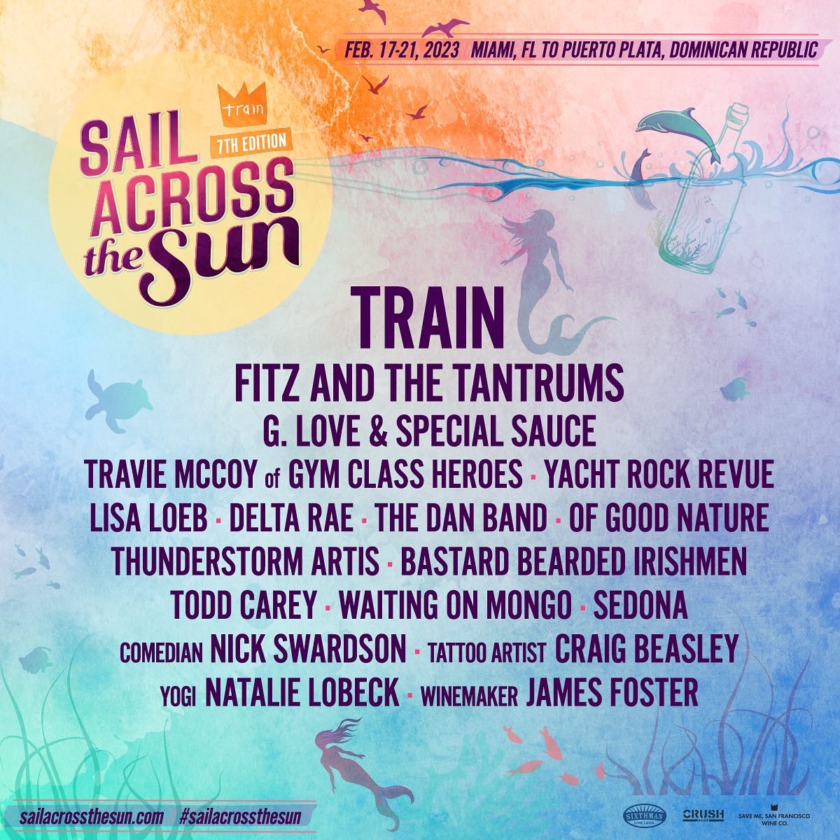 waitingonmongo's tweet photo. We’re proud to announce that we’ve been added to Sail Across The Sun · February 17-21, 2023 · Miami to Puerto Plata, Dominican Republic · Team WOM is excited to be joining this epic lineup for a concert cruise vacation hosted by TRAIN!https://t.co/Zv3hrHHdBp · #SailAcrossTheSun https://t.co/NwW4Q9nbzI