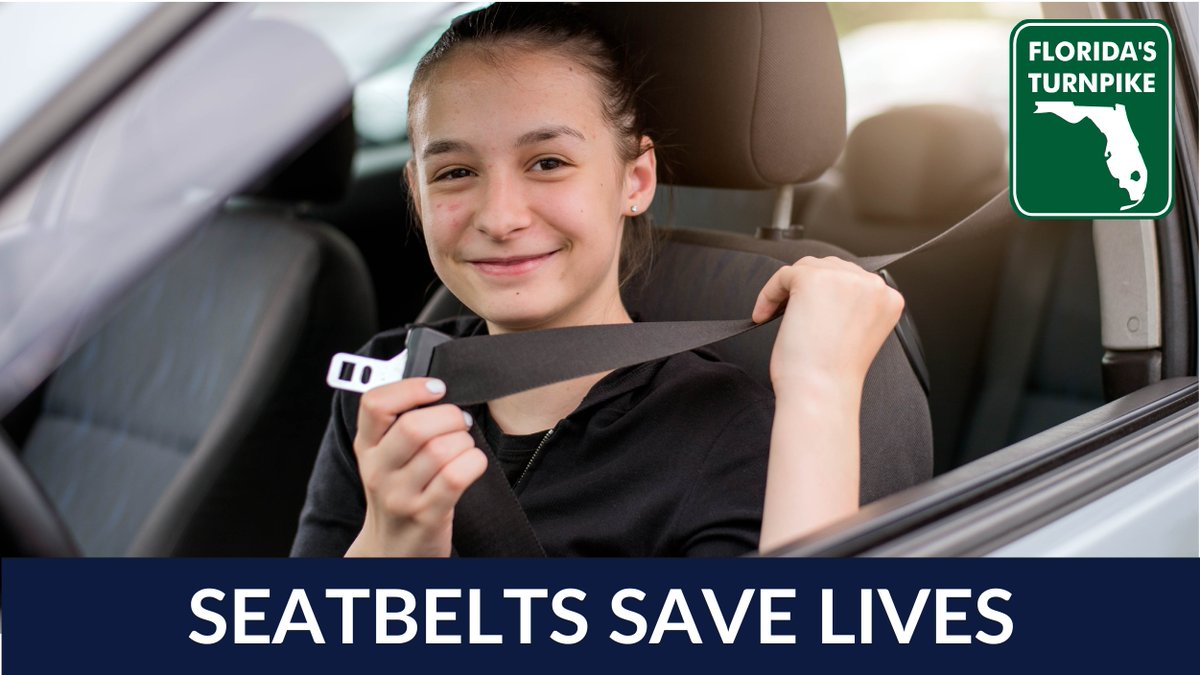 FloridaTurnpike's tweet photo. Don’t forget to #BuckleUpFL. Your seatbelt reduces your risk of being hurt in a crash by almost 50%. #ClickItOrTicketFL @FLHSMV @NHTSAgov https://t.co/DmhNBfgknw