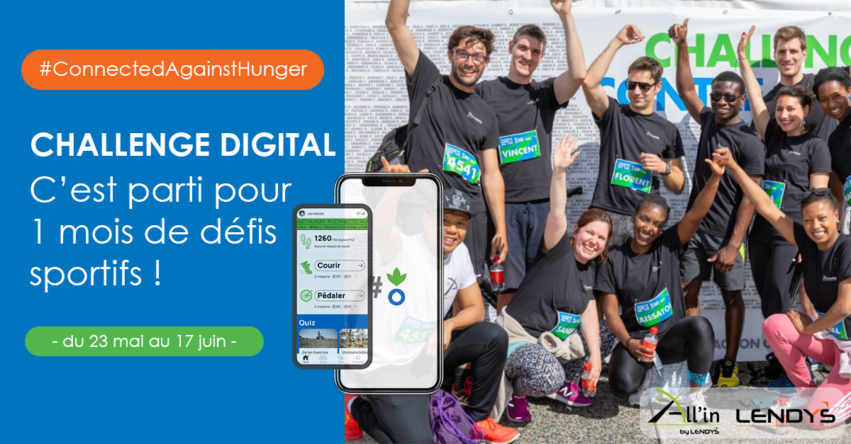 LendysGroup's tweet photo. C’est parti pour le challenge digital #ConnectedAgainstHunger porté par @Action contre la Faim pour lutter contre la sous-nutrition dans le monde 🌍 ! Jusqu’au 17 juin les équipes All’in et Lendys réaliseront des défis sportifs quotidiens pour cumuler un maximum de points 🏆 ! https://t.co/zmgP7ATM4b