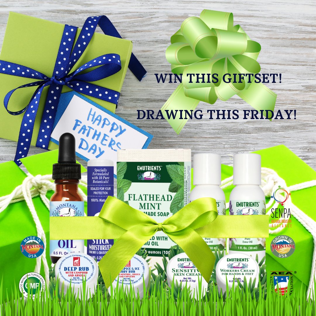 RanchEmu's tweet photo. Drawing this Friday!
This set is also available on our site with FREE shipping!
https://t.co/U46S8njdjY
#montanaemuranch #emutrients #emuplus #EMUGency #emu #emus #Emulove #emuoil #kalispellmontana #madeinmontana #growninmontana #safecosmetics #SENPA #local #fathersday2022 https://t.co/KJYgvLPnfT