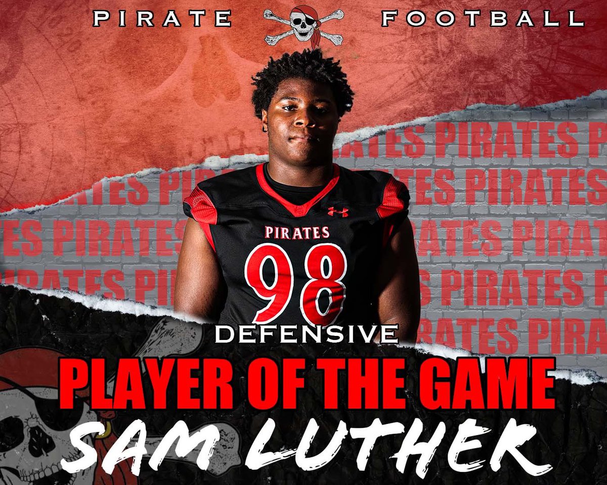 PortCharlotteFB's tweet photo. Defensive player of the game goes to @SamuelLuther13 ‼️ Sam anchored down the front 7 while raking in 4 TFL’s ☠️💪🏼

#NOSHORTCUTS #OUTWORKPOTENTIAL https://t.co/nMINebJ7CF