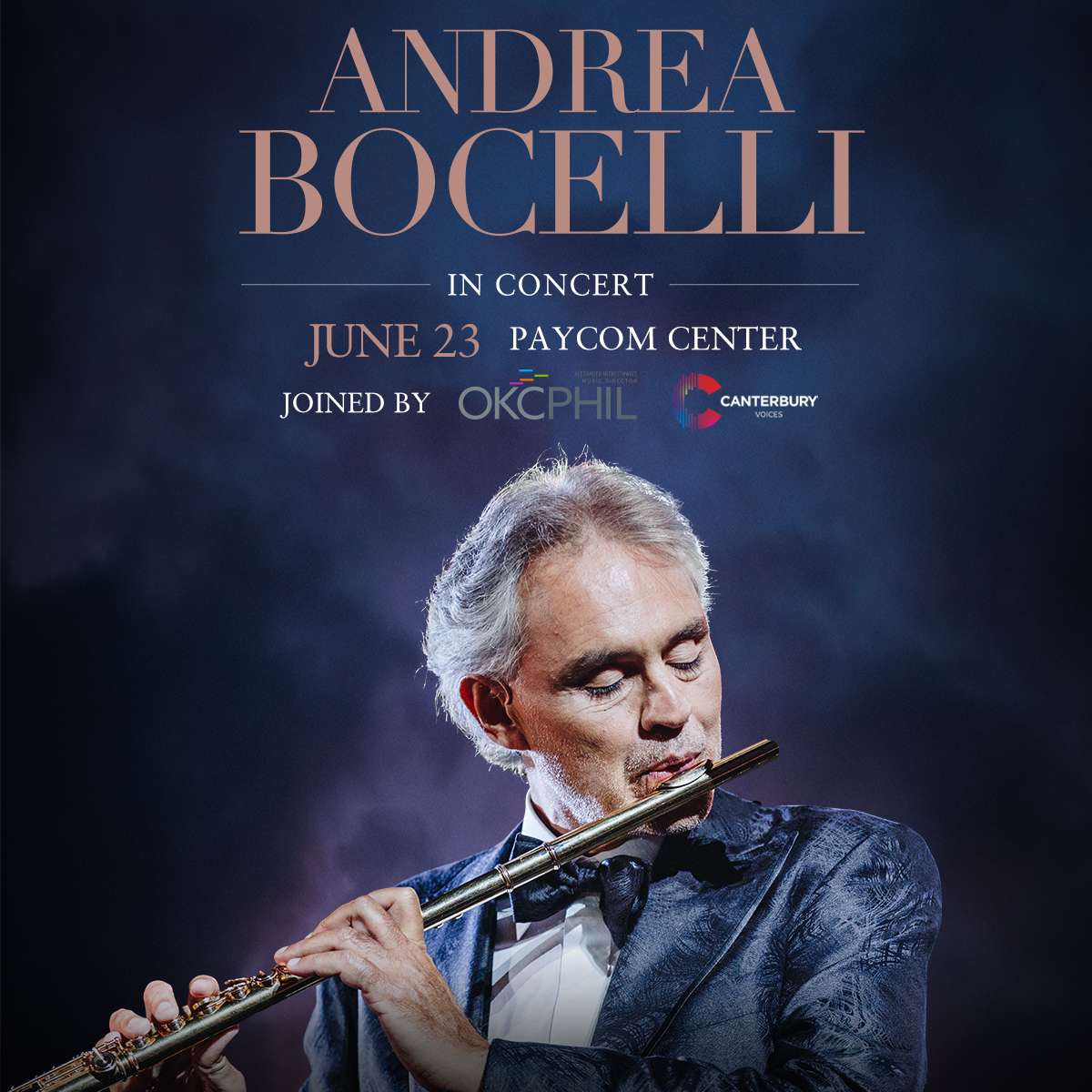 Tenor <a href="/AndreaBocelli/">Andrea Bocelli</a> will make a tour stop in OKC one month from today!

Performing at the <a href="/PaycomCenter/">Paycom Center</a> on June 23, 2022 and backed by our very own local resident companies, the <a href="/OKC_PHIL/">OKC Philharmonic</a> and @CanterburyOKC.

🎟️ Ticket link in bio!