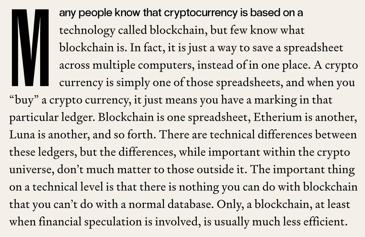 Imagine thinking "Etherium" is a database like <a href="/matthewstoller/">Matt Stoller</a> does. 🤡