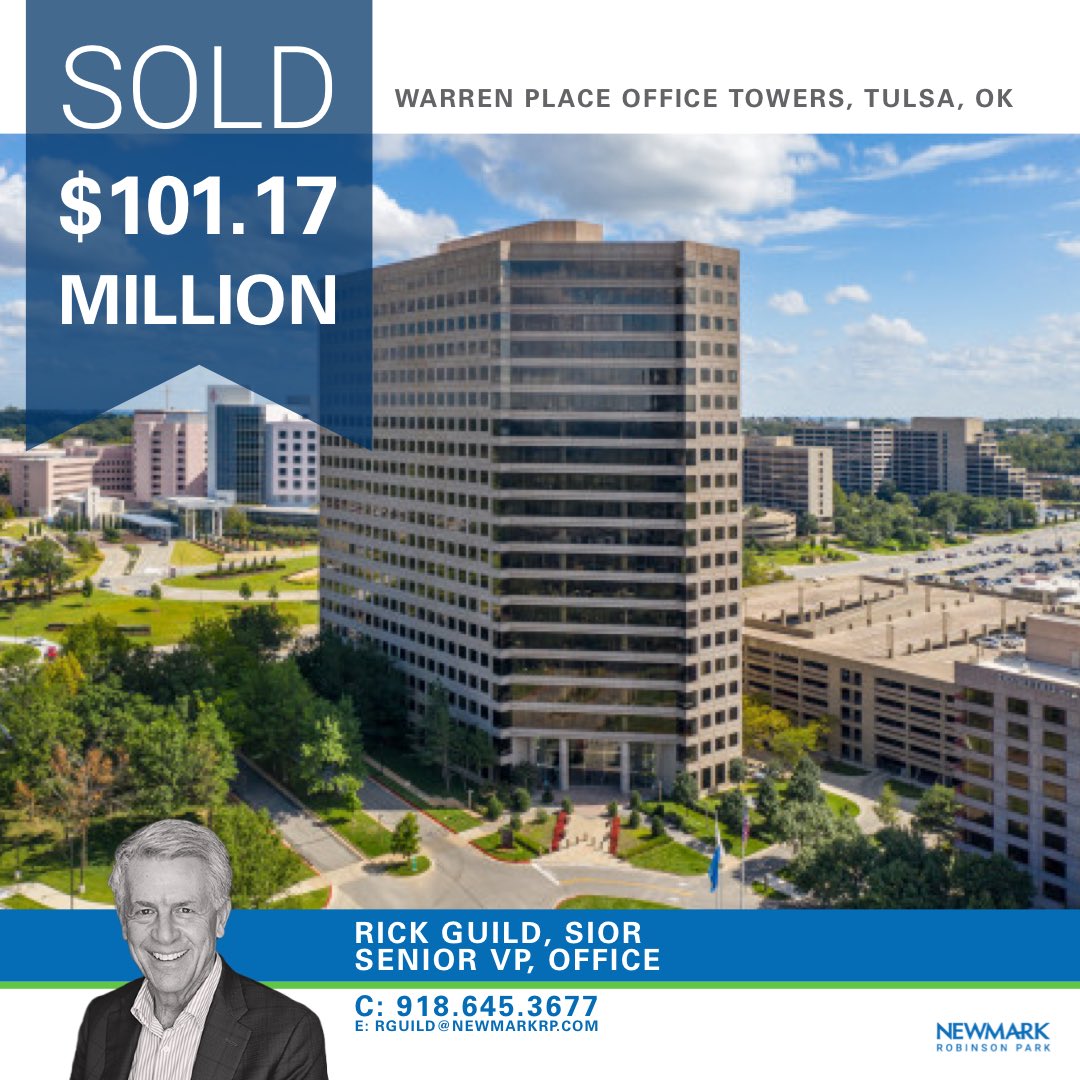CONGRATS, Rick Guild!

Read more here: newmarkrp.com/media-and-reso…

#justsold #sold #office #cre #officeleasing #officerealestate #oklahomarealestate #tulsarealestate #realestatenews #tulsa #oklahoma