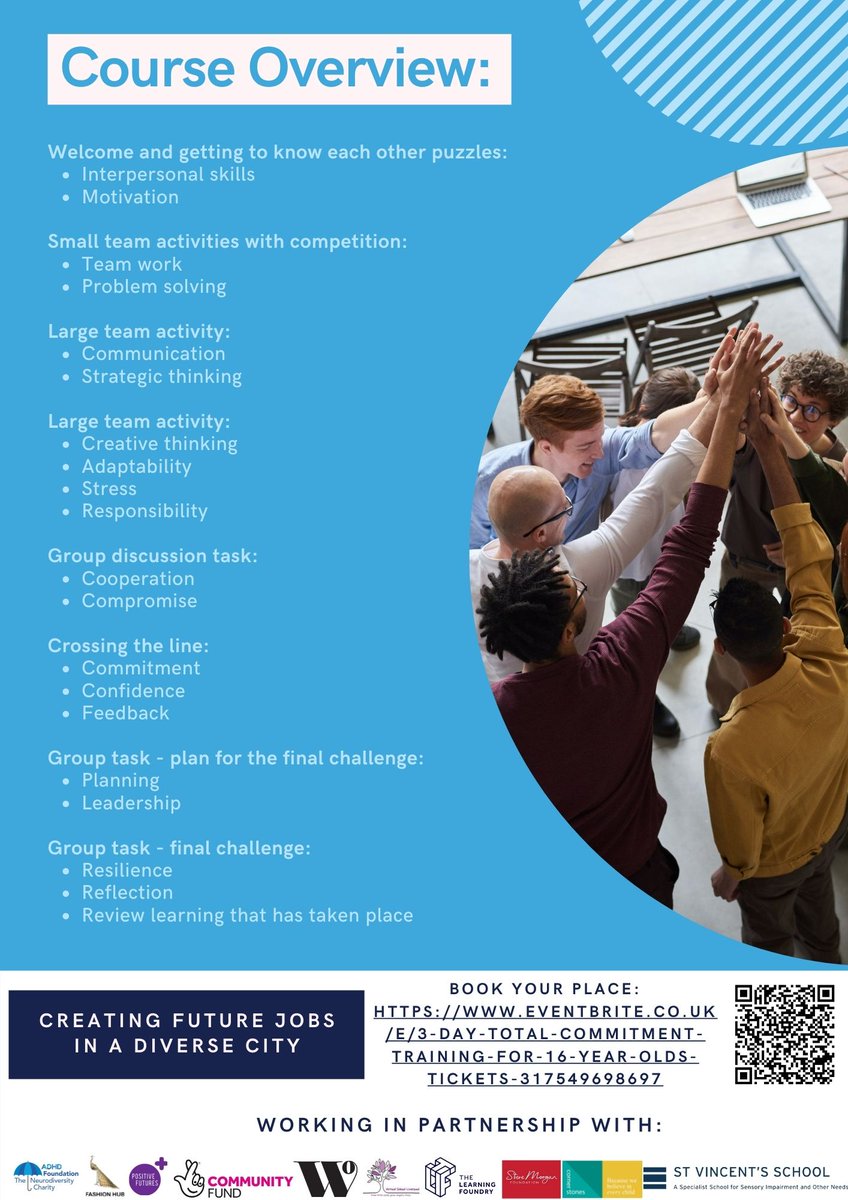 Check out our upcoming 3-day interactive &amp; fun training for 16-25year olds, in partnership with @PDP_HQ  Looking at developing confidence, teambuilding &amp; connecting with others. Book your place: eventbrite.co.uk/e/3-day-total-…