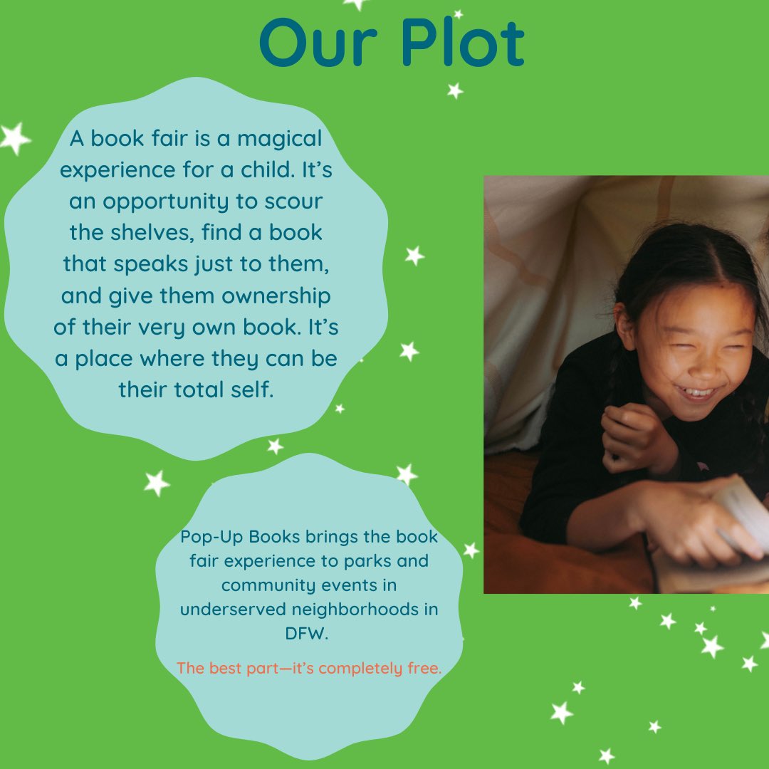 popupbooksfair's tweet photo. 👋Hi, we’re Pop-Up Books!👋
We are a DFW based non-profit that was started by a group of people with a passion for reading and treasured memories of the book fairs of their childhood. 
Click the link below for more info and to donate to our mission! 
https://t.co/dXs4w2fGIi https://t.co/T1HLk0uFyG
