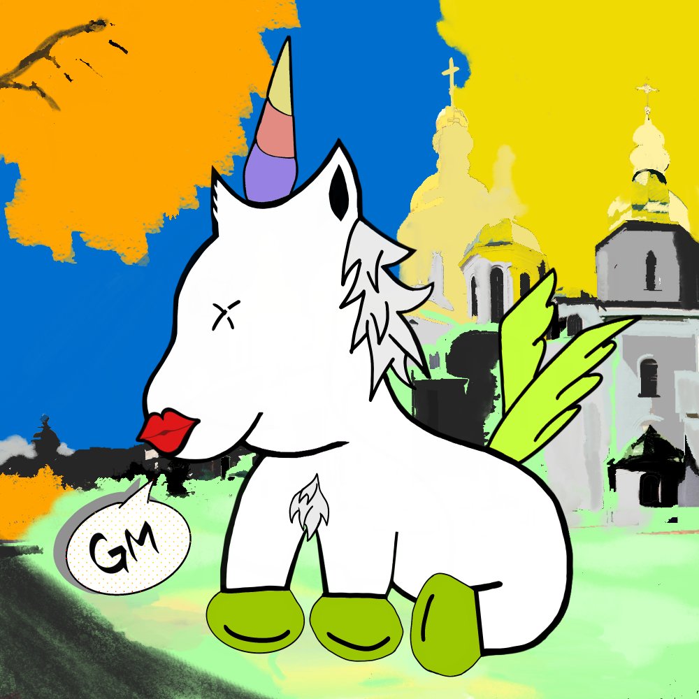 GM!!! Dedicating a piece for #Ukraine️! 

Peace Please! Share the love!

#NFT #nftcommunity #nftcollectors #unicorn #eth #crypto