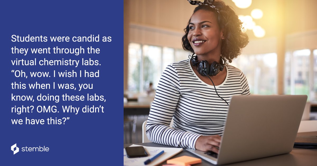 StembleLearning's tweet image. It seems everything in our lives is technology forward except in the classroom! Learn how modern digital tools, like virtual interactive chemistry lab simulations, engage undergraduate chemistry students. Learn more at hubs.la/Q017L85v0