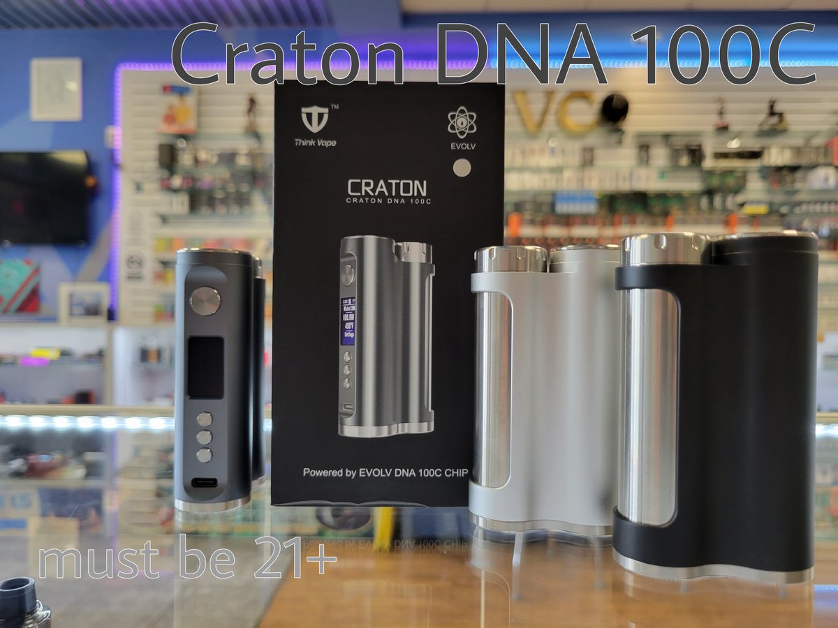 VaporCore's tweet photo. Now in stock is the Craton DNA 100C mod by @thinkvape! This guy is made of pure steel and offers boost mode, replay mode, temperature protection, and more! Allowing a max output of 200W and taking 21700/20700/18650 batteries the Craton has a lot to offer!
Must be 21+
#vaporcore https://t.co/79cByusBnH