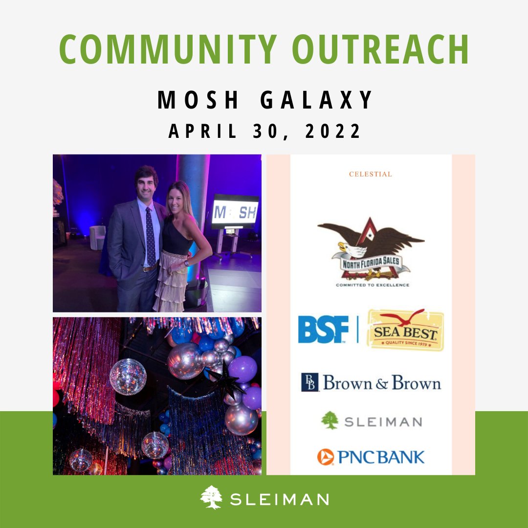 SleimanEnt's tweet photo. We were proud to sponsor the @MOSHjax Galaxy event in April. Pictured here is Eli Sleiman III and his wife Darcy Sleiman who serves on the MOSH committee. We are excited for MOSH 2.0 and look forward to working together!
#sleiman #community #moshjax #jaxfl #jacksonville https://t.co/c30BOE4fwI