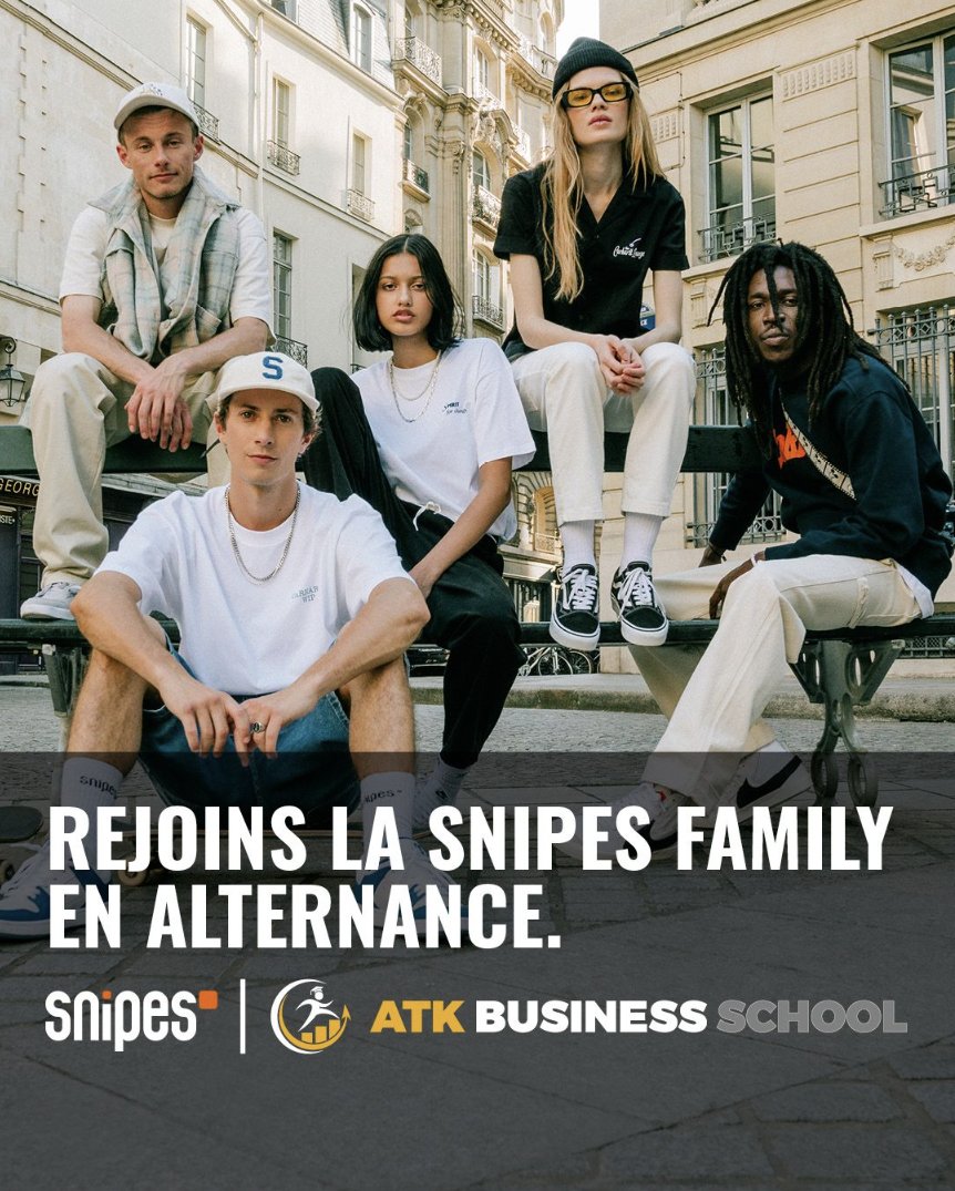 ATK_BS's tweet photo. Nous sommes fiers de vous annoncer en exclusivité notre partenariat avec Snipes Academy ® qui organise un job dating le 1er juin 2022, pour la création d’une classe d’étudiants en alternance pour le titre professionnel MUM avec à la clé un BAC + 2. 

https://t.co/xj8HXo6xQR https://t.co/PM6IEPoI38