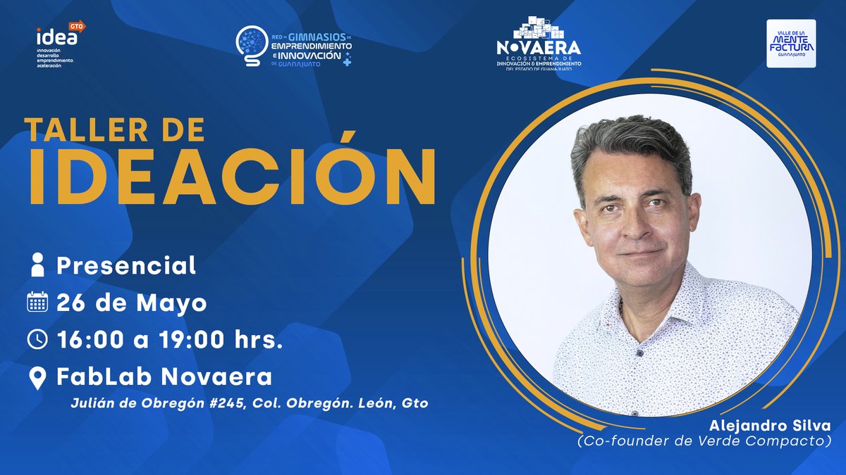 No te puedes perder este 𝗝𝘂𝗲𝘃𝗲𝘀 𝟮𝟲 𝗱𝗲 𝗠𝗮𝘆𝗼 nuestros 𝘁𝗮𝗹𝗹𝗲𝗿 𝗽𝗿𝗲𝘀𝗲𝗻𝗰𝗶𝗮𝗹 𝗱𝗲 𝗶𝗱𝗲𝗮𝗰𝗶𝗼́𝗻 en donde aprenderás distintas técnicas de creatividad e innovación que te ayudarán a fortalecer tu idea de negocio. 
Registro:  buff.ly/3Fcgfn0