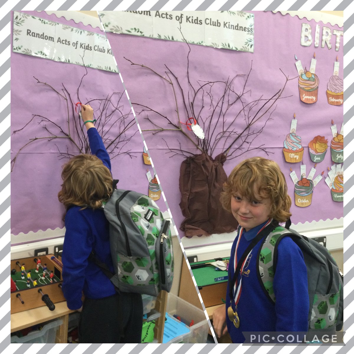 Our first kindness leaf was added to our random acts of kindness tree today! 😊 #Randomactofkindness #keepcalmbekind #kidsclub