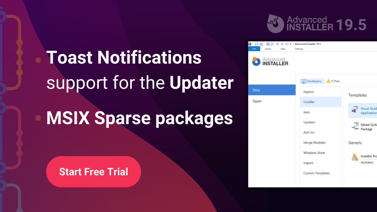 advinst's tweet photo. 🎉Welcome @advinst 19.5!🎉

Introducing #ToastNotification support for the Updater and #MSIX Sparse Packages.

It also has a lot of enhancements and bug fixes!
👉Check out the #release notes for all the details: https://t.co/Ge6VR6cz3K https://t.co/ewbMp7jFBe