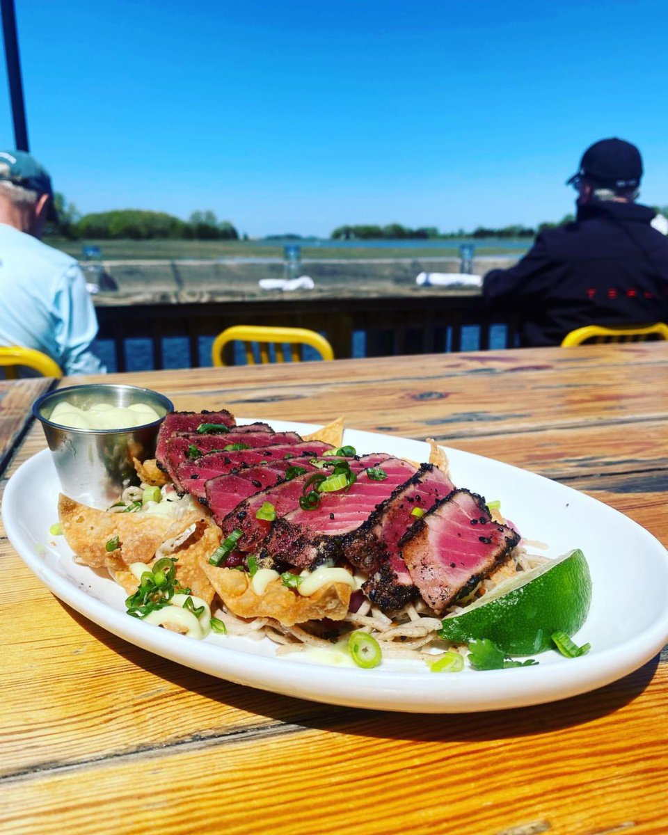 VisitEssexMA's tweet photo. Ahhhhh...relax by the river @ckpearl Ahi tuna special with soba noodles, wontons and a wasabi aioli. Restaurant details at https://t.co/xXhzaCjuFn
#deckdining #waterfrontdining #dinesmall #eatlocal #MyLocalMA #LoveMyLocal #essexrestaurants #DineShopStayPlayEssexMA https://t.co/QbIaNsRHGo