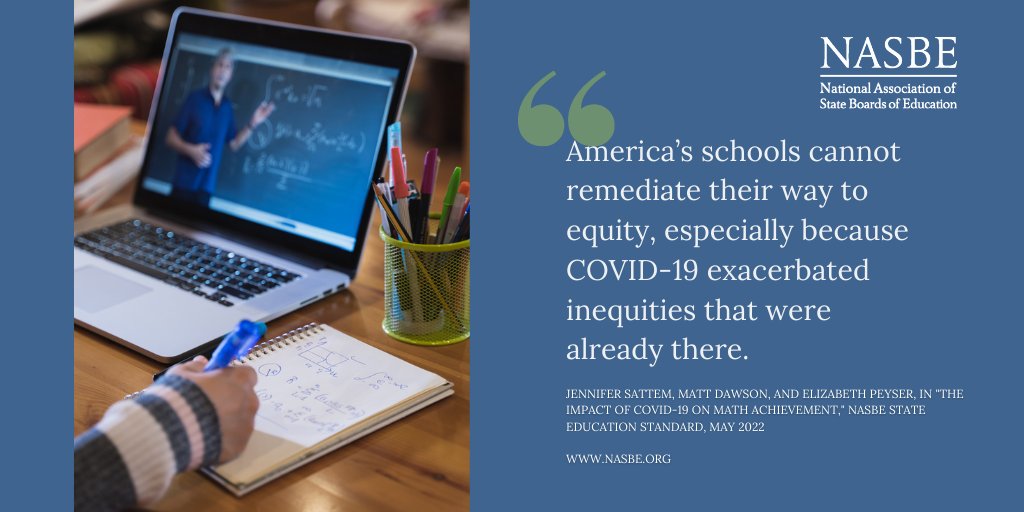 NASBE's tweet photo. A state focus on core #mathstandards, high-quality materials, and professional learning will help get students back on track in math in the pandemicโs wake, says @CurriculumAssoc Sattem and colleagues in #NASBEStandard
Article ๐ https://t.co/ExhAW9KsuN https://t.co/TppBch46vp