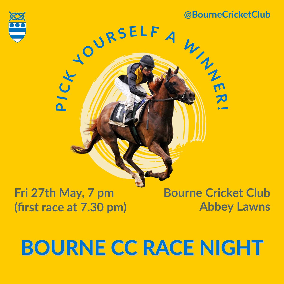 BourneCC's tweet photo. Don’t forget our Race Night is on this Friday evening! 7 for - 7.30pm start at the Clubhouse! Free entry and decent bar prices! Families welcome too 🏇🤩 https://t.co/YVMTvuc4ne
