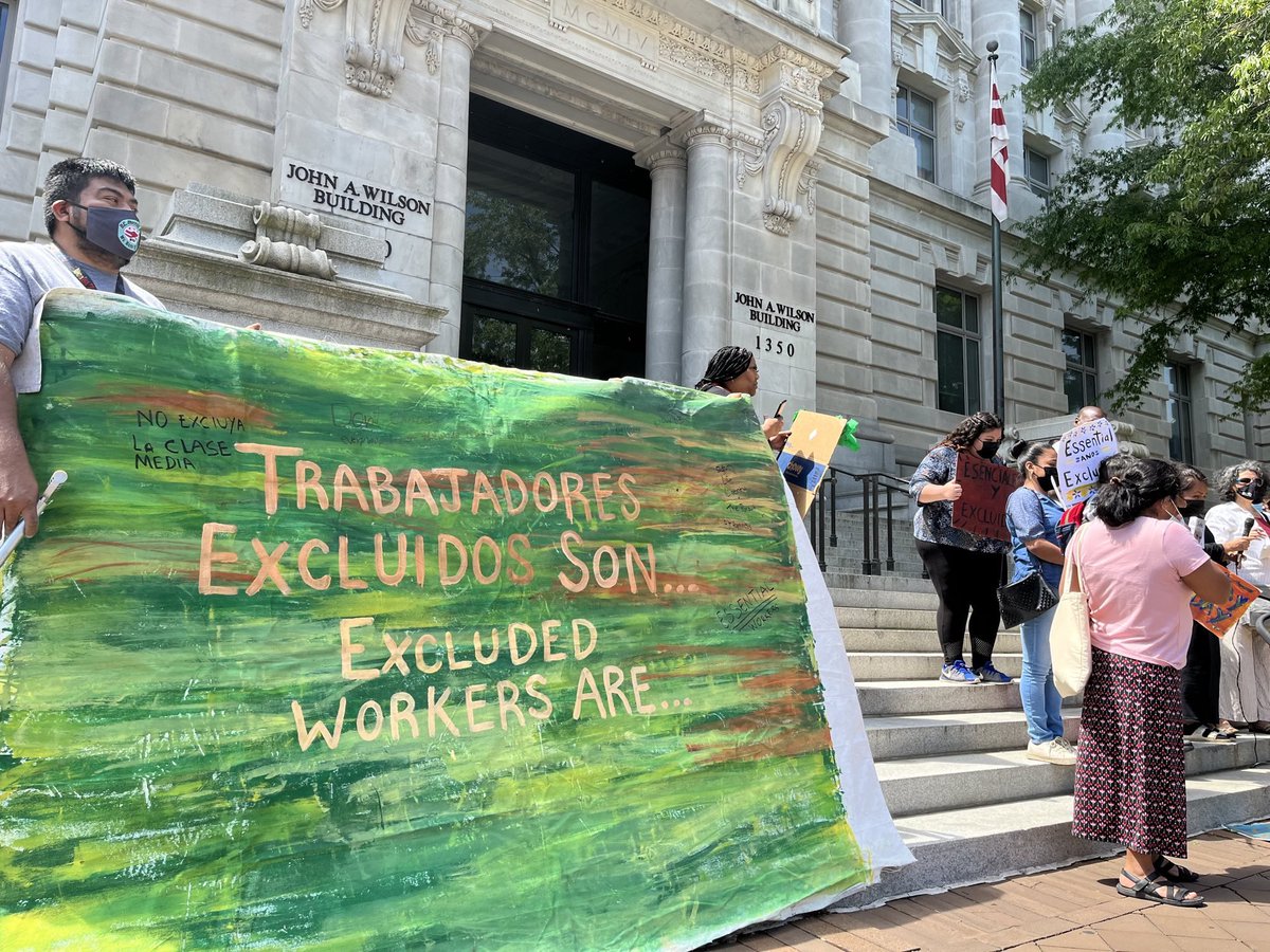 SanctuaryDMV's tweet photo. .@councilofdc has left excluded workers out of the budget this year! There are families counting on this money to feed their children and pay their bills! 

We demand that the council approve $160 million in pandemic relief for excluded workers now! https://t.co/urO783j6pe