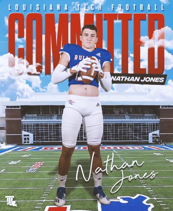 Nathan Jones (@nathanjones8417) on Twitter photo I am blessed to announce that I will be continuing my academic and football career at The University of Louisiana Tech! I just want to thank to <a href="/coachscottparr8/">Scott Parr</a> <a href="/SCumbie_LaTech/">Sonny Cumbie</a> for the opportunity to play at the next level and thank you <a href="/Coach_Po/">Sherard Poteete</a> <a href="/CoachLeoHunt/">Leo Hunt</a> I am blessed to announce that I will be continuing my academic and football career at The University of Louisiana Tech! I just want to thank to <a href="/coachscottparr8/">Scott Parr</a> <a href="/SCumbie_LaTech/">Sonny Cumbie</a> for the opportunity to play at the next level and thank you <a href="/Coach_Po/">Sherard Poteete</a> <a href="/CoachLeoHunt/">Leo Hunt</a>