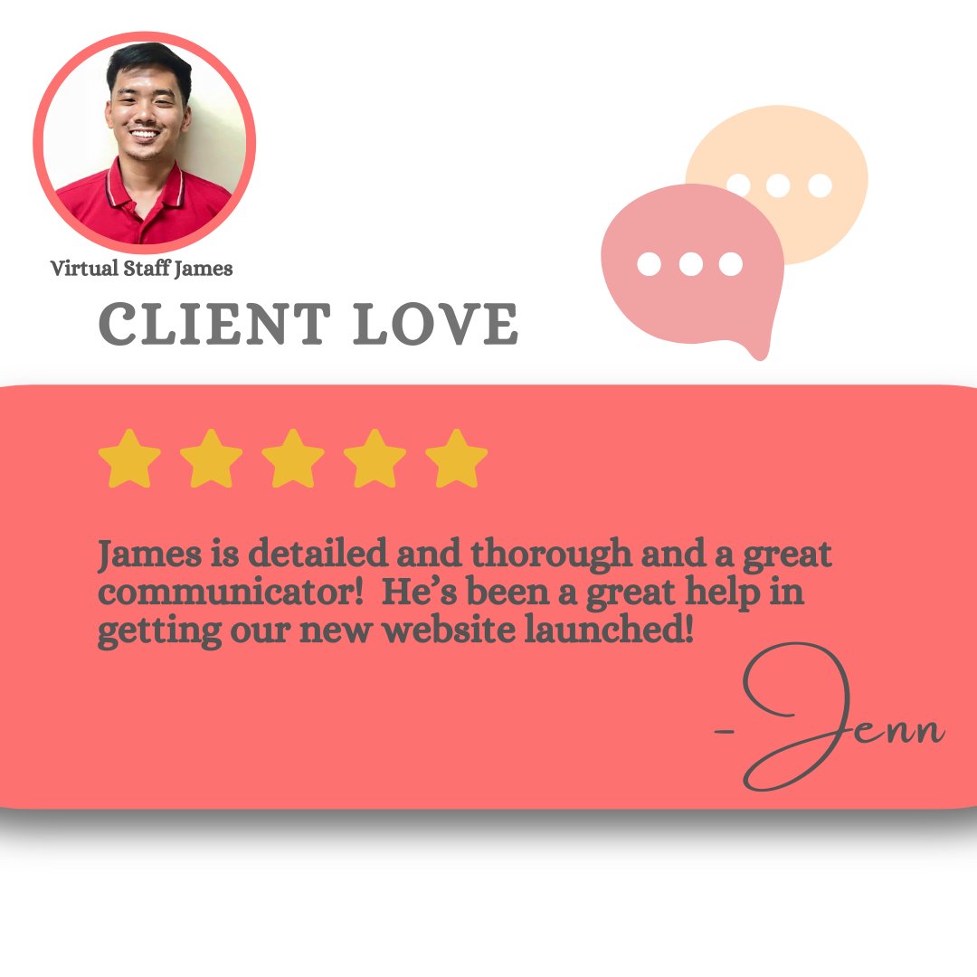 BerryVirtual's tweet photo. A Five Star Feedback for one of our Rockstar Virtual Staff, James! If you want to hire someone that will help you and your business. Talk to us today!  #adminsupport  #virtualassistant  #outsource  #virtualassistance  #outsourcing  #VirtualTeamwork #berryvirtual https://t.co/WbTM7a6EDg