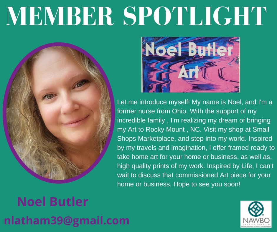 NAWBO_GR's tweet photo. |Monday Member Spotlight|

NAWBO-GR is made up of amazing business owners. We are thrilled to have each and everyone of our members and wanted to take a moment to spotlight Noel Butler with Noel Butler Art. Thank you for all you do!

#NAWBOGR #NAWBO https://t.co/mrvxHGehIT