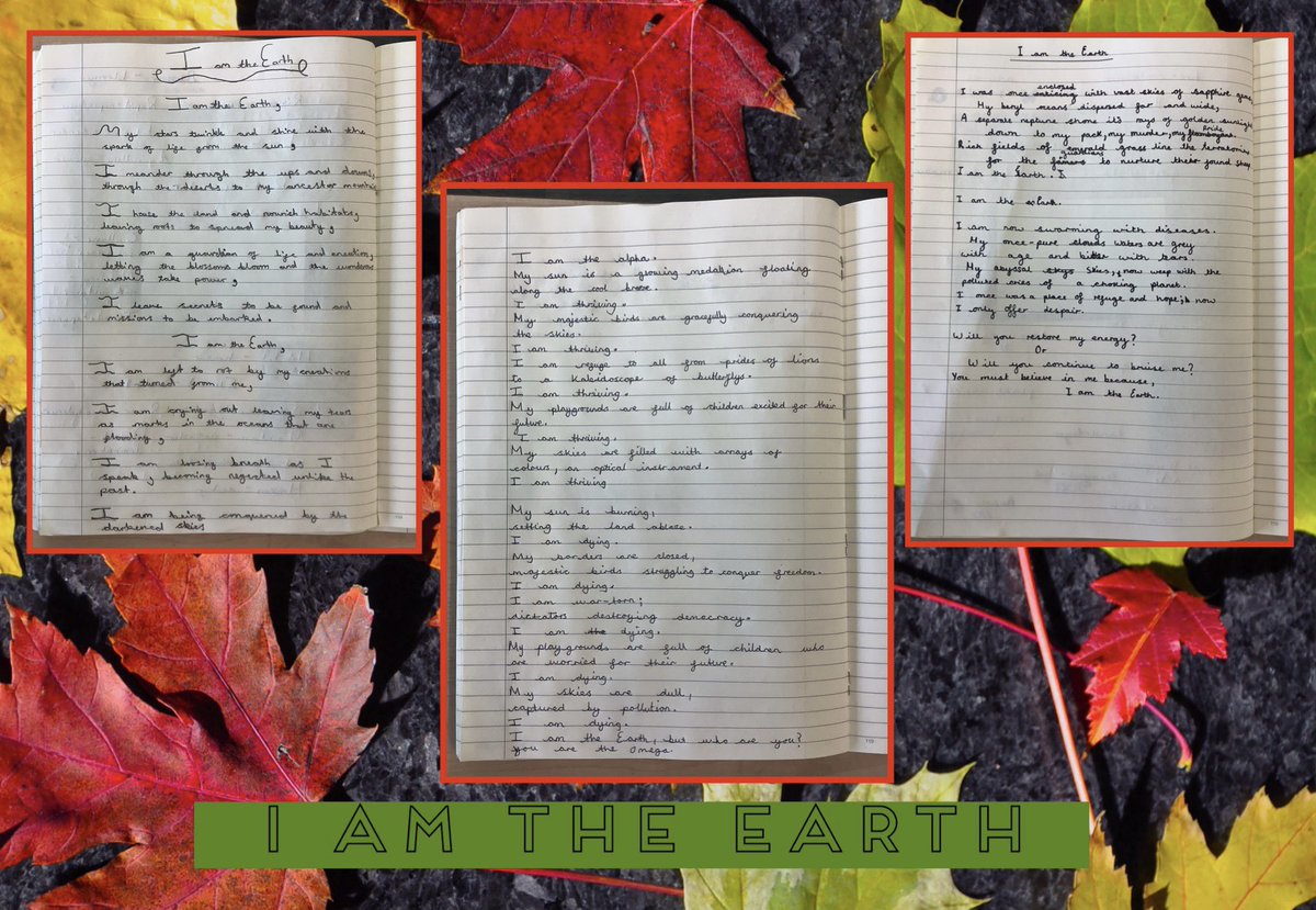 daly_mrs_'s tweet photo. To launch St Bede’s week, #sjsbclass10 reflected on the power of trees & how we can live sustainably. They responded thoughtfully to our Big Question with some beautiful poetry #iamtheearth @StJosephStBede @RCSalfordEd @laudatosicentre #laudatosi #PopeFrancis #sjsbstbedesweek https://t.co/YavfyJiwMM